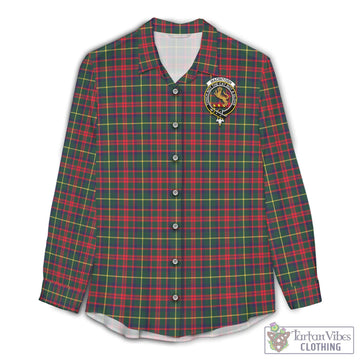 MacIntosh Hunting Modern Tartan Women's Casual Shirt with Family Crest