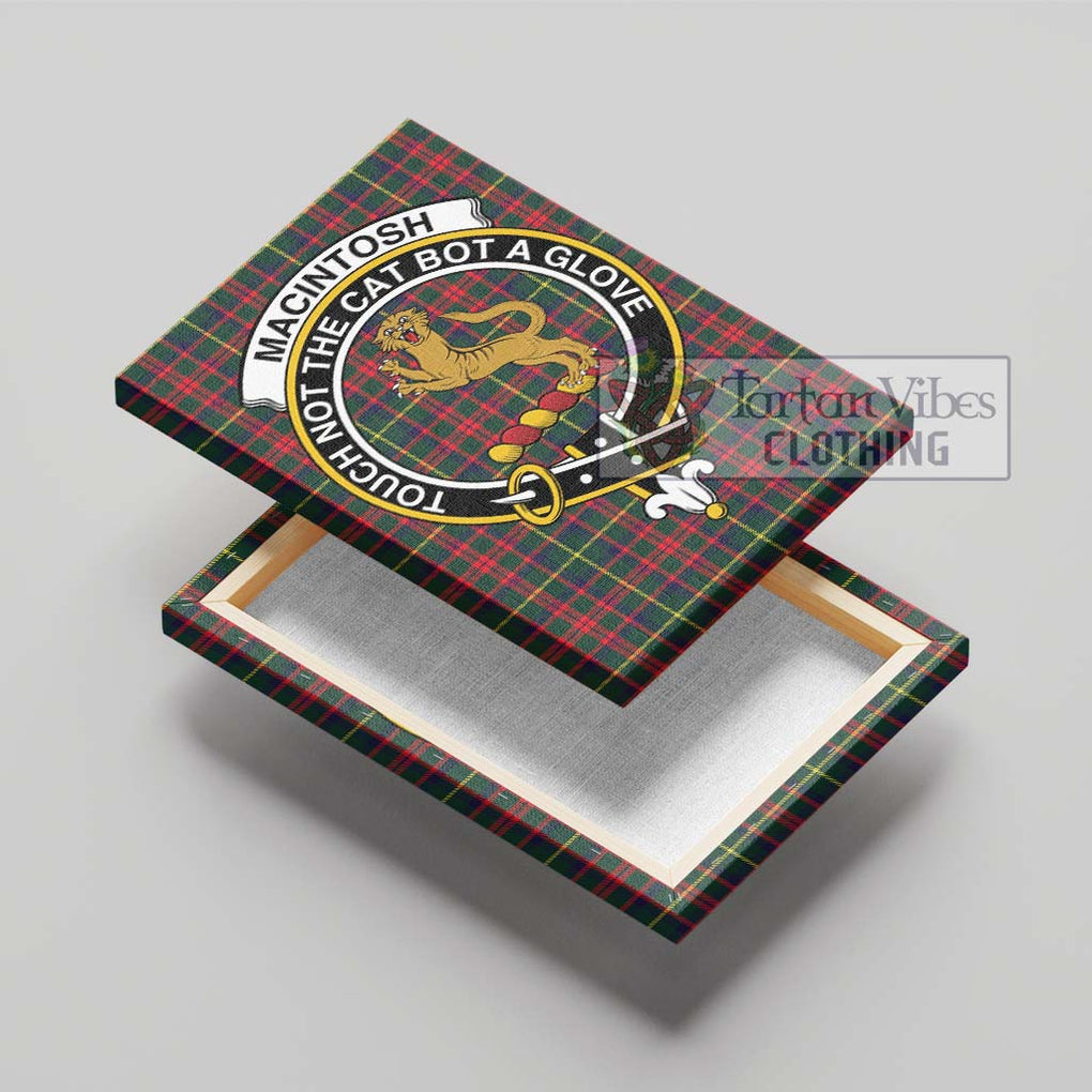 MacIntosh Hunting Modern Tartan Canvas Print Wall Art with Family Crest - Tartan Vibes Clothing