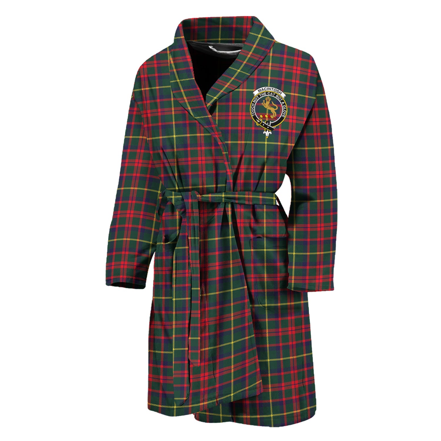 MacIntosh Hunting Modern Tartan Bathrobe with Family Crest Unisex M - Tartan Vibes Clothing