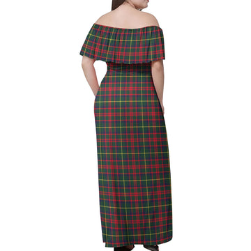 MacIntosh Hunting Modern Tartan Off Shoulder Long Dress