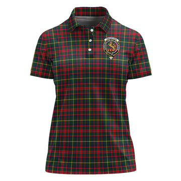 MacIntosh Hunting Modern Tartan Polo Shirt with Family Crest For Women