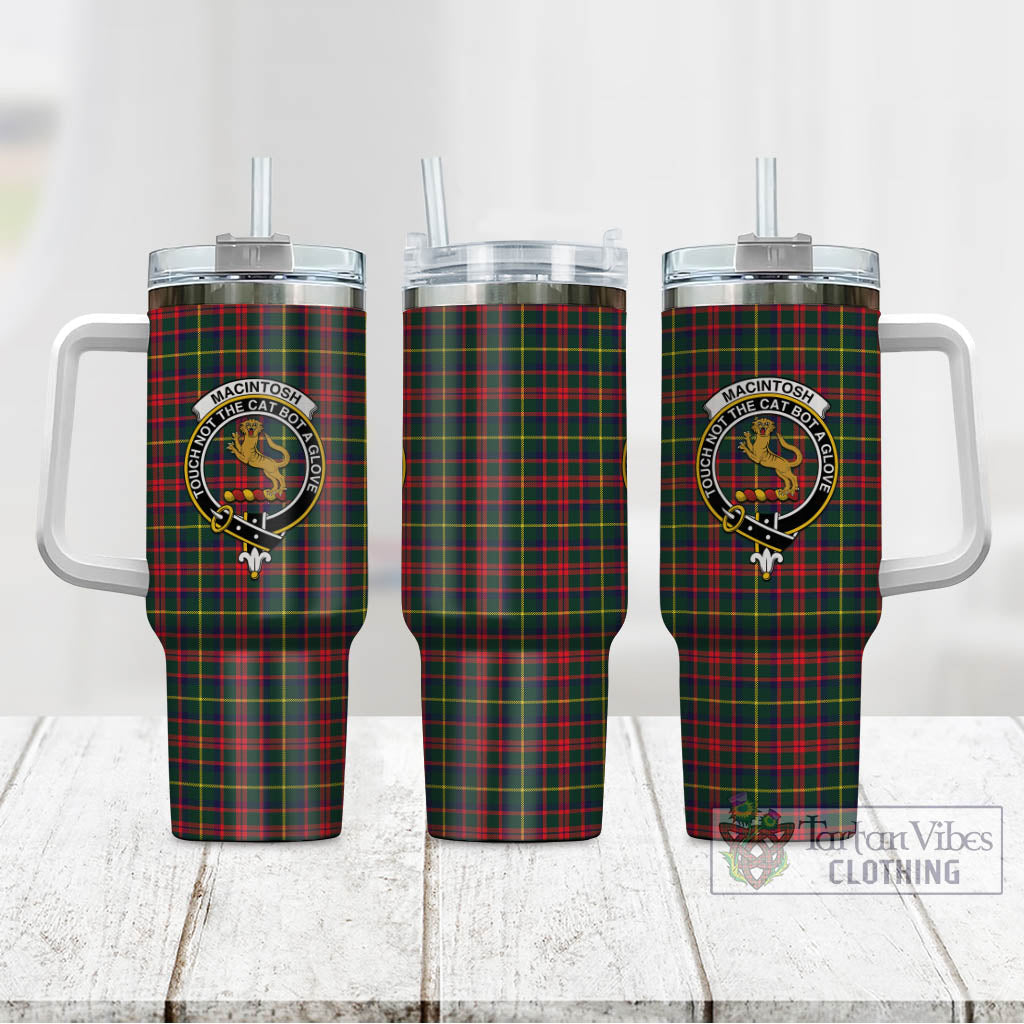 Tartan Vibes Clothing MacIntosh Hunting Modern Tartan and Family Crest Tumbler with Handle