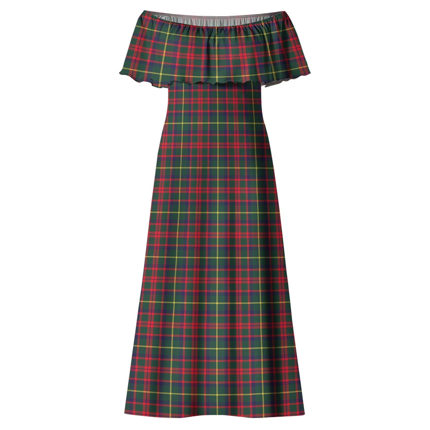 MacIntosh Hunting Modern Tartan Off Shoulder Long Dress - Tartanvibesclothing