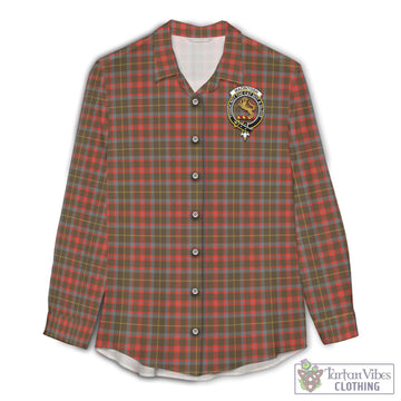 MacIntosh Hunting Weathered Tartan Women's Casual Shirt with Family Crest