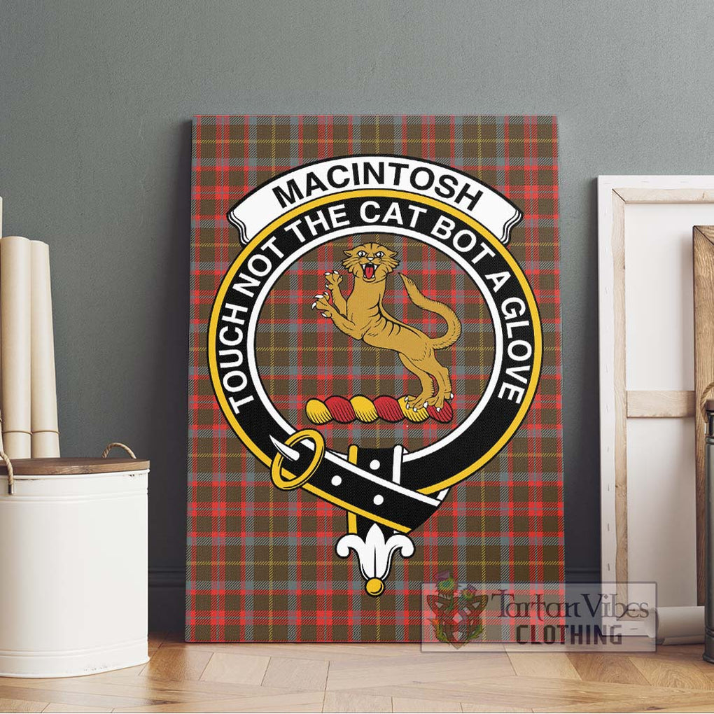 MacIntosh Hunting Weathered Tartan Canvas Print Wall Art with Family Crest Without Frame - Tartan Vibes Clothing