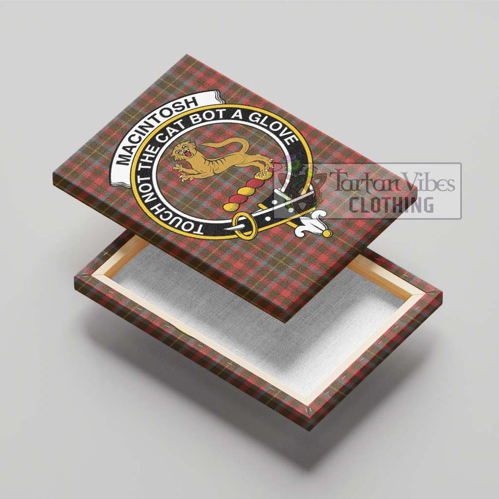 MacIntosh Hunting Weathered Tartan Canvas Print Wall Art with Family Crest - Tartan Vibes Clothing