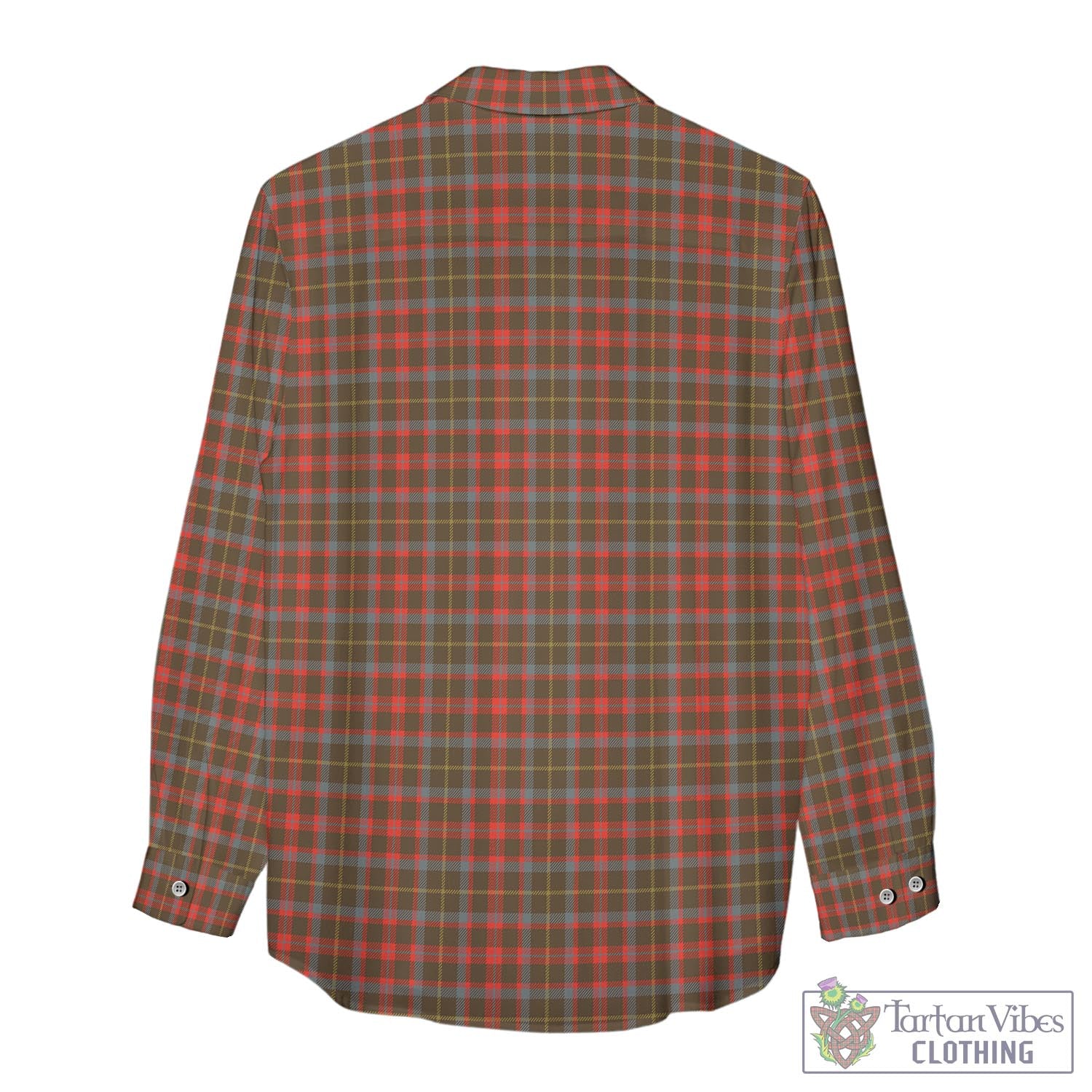 Tartan Vibes Clothing MacIntosh Hunting Weathered Tartan Womens Casual Shirt with Family Crest