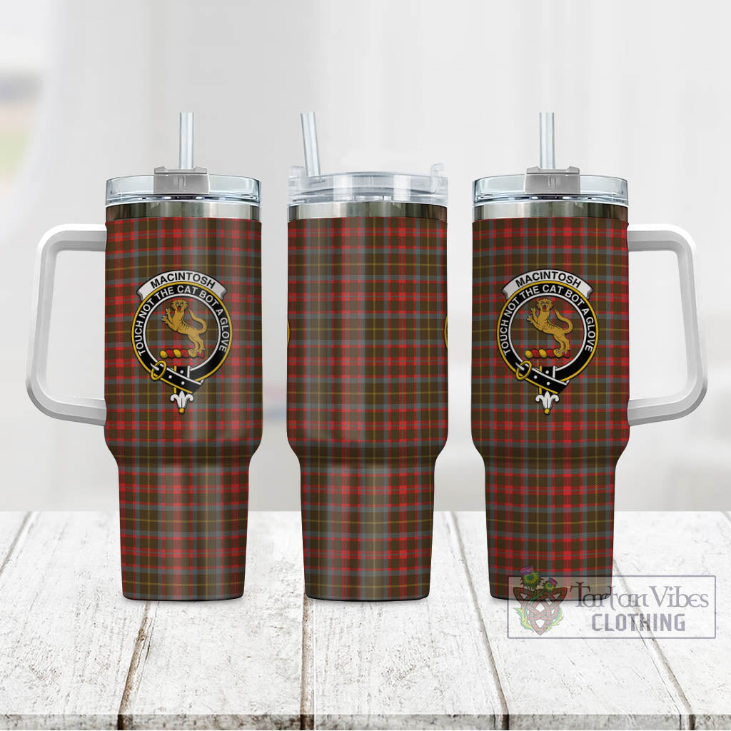 Tartan Vibes Clothing MacIntosh Hunting Weathered Tartan and Family Crest Tumbler with Handle