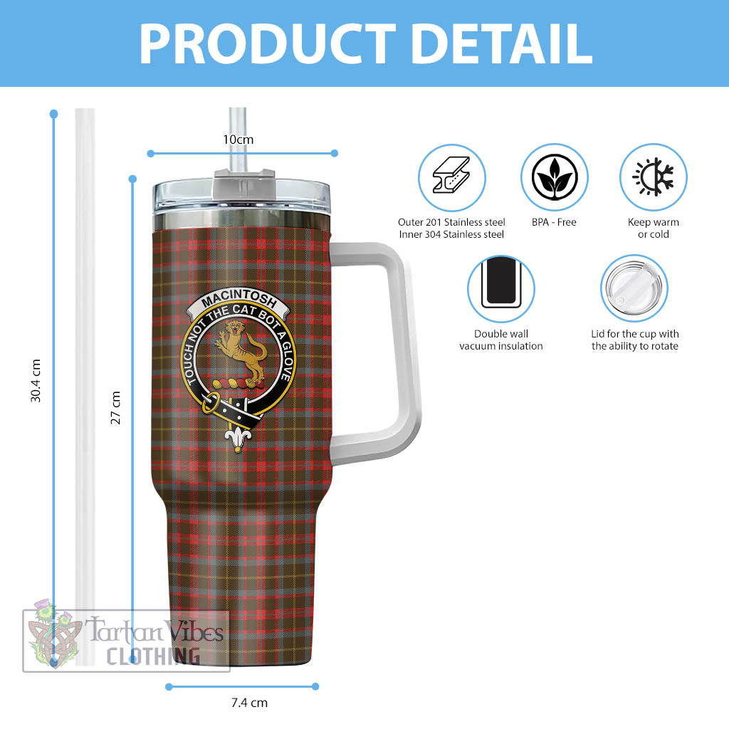 Tartan Vibes Clothing MacIntosh Hunting Weathered Tartan and Family Crest Tumbler with Handle