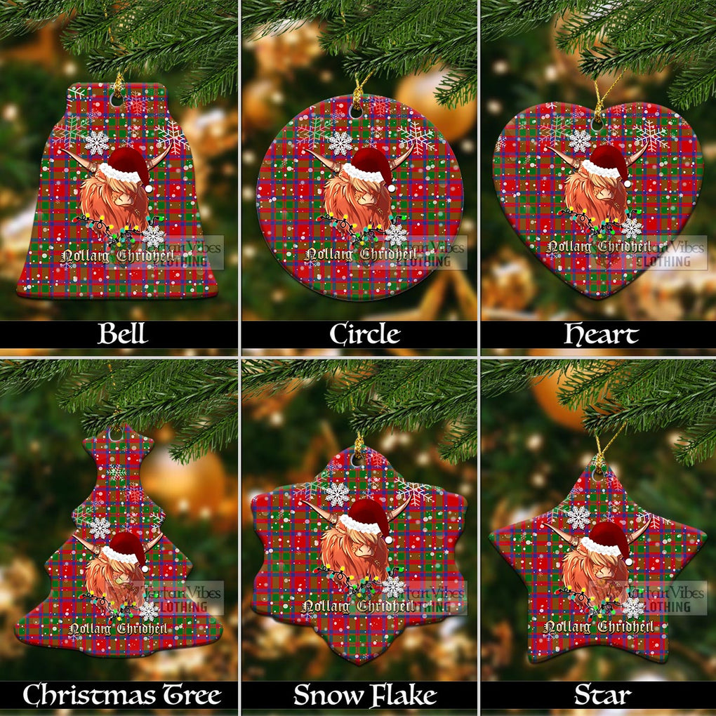 Tartan Vibes Clothing MacIntosh (McIntosh) Clan Tartan Ornament with Christmas Twinkle Highland Cattle