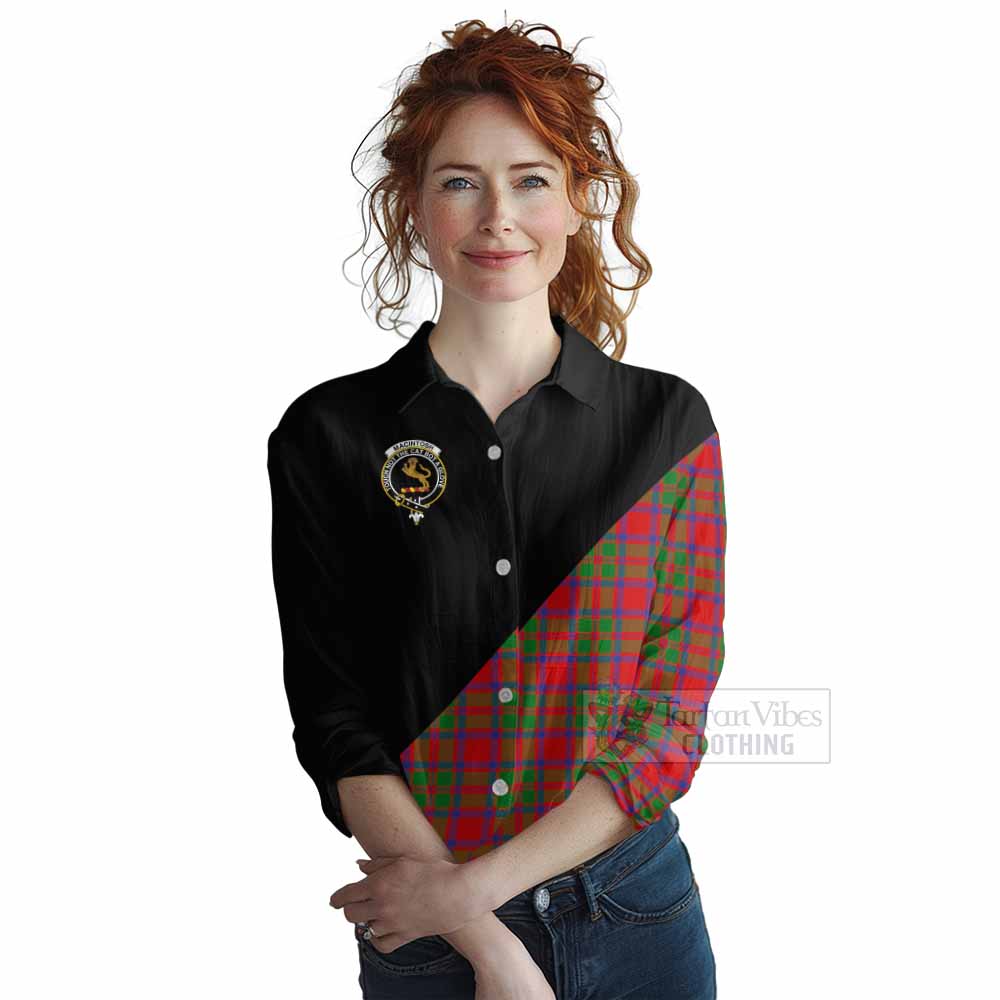 Tartan Vibes Clothing MacIntosh (McIntosh) Tartan Women's Casual Shirt with Family Crest and Military Logo Style