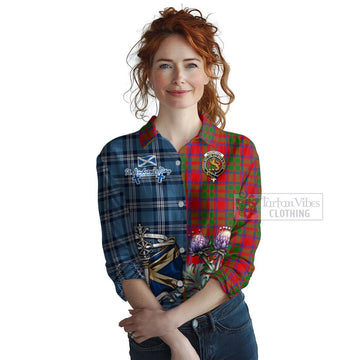 MacIntosh (McIntosh) Tartan Women's Casual Shirt Happy St. Andrew's Day Half Tartan Style