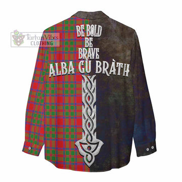 MacIntosh (McIntosh) Tartan Family Crest Women's Casual Shirt Alba Gu Brath Be Brave Lion Ancient Style - Tartan Vibes Clothing