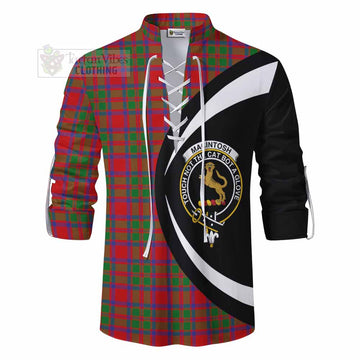 MacIntosh (McIntosh) Tartan Ghillie Kilt Shirt with Family Crest Circle Style - Tartan Vibes Clothing