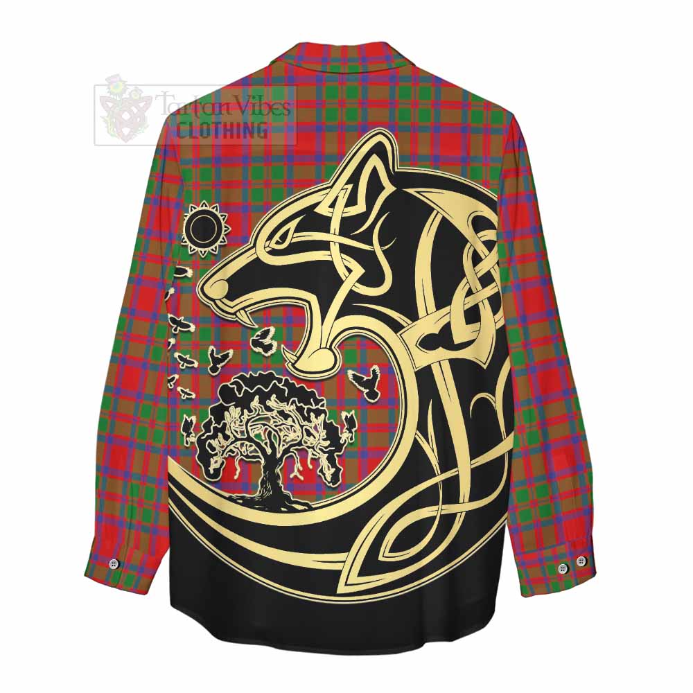 Tartan Vibes Clothing MacIntosh (McIntosh) Tartan Women's Casual Shirt with Family Crest Celtic Wolf Style