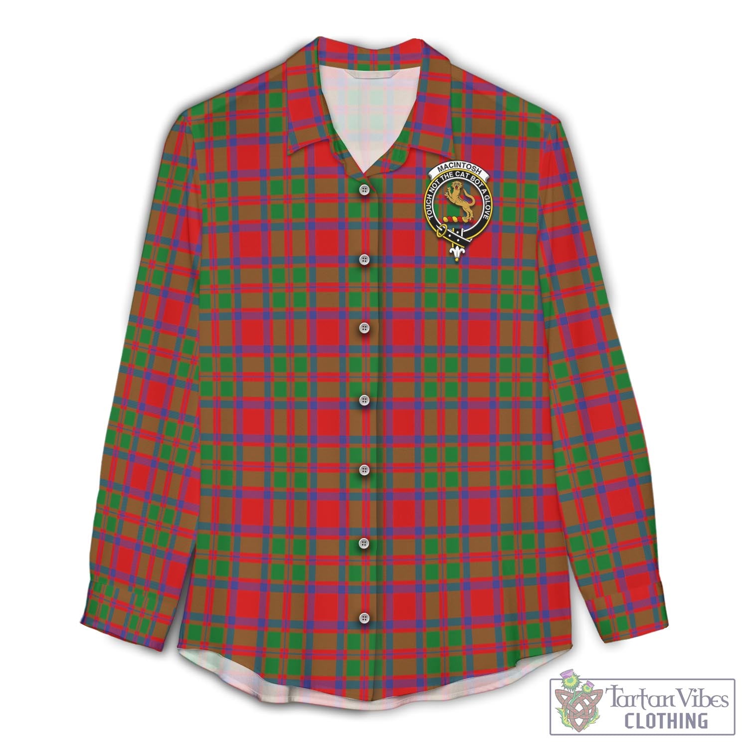 Tartan Vibes Clothing MacIntosh Modern Tartan Womens Casual Shirt with Family Crest