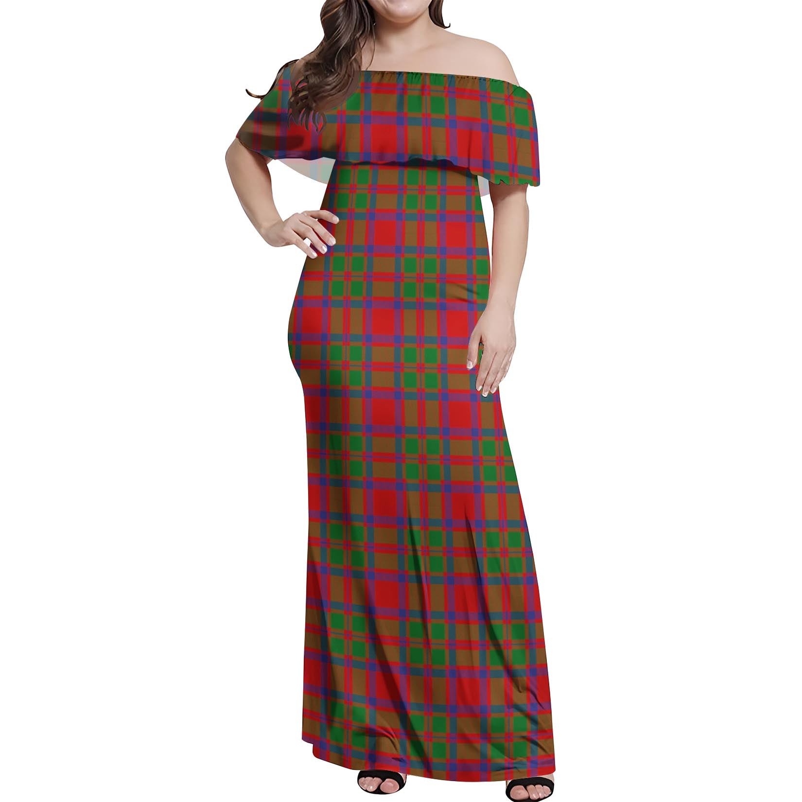 MacIntosh Modern Tartan Off Shoulder Long Dress Women's Dress - Tartanvibesclothing