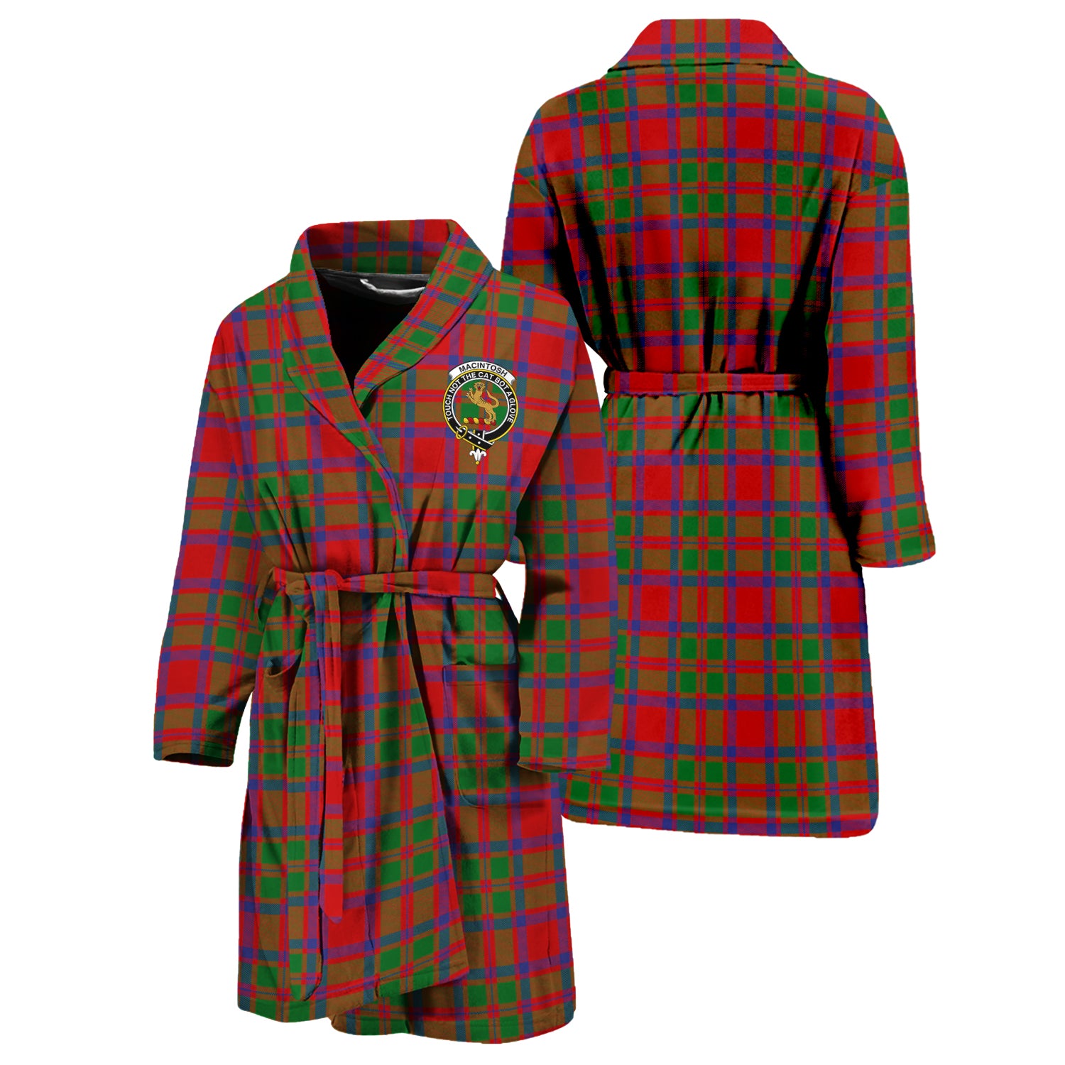 MacIntosh (McIntosh) Tartan Bathrobe with Family Crest Unisex S - Tartan Vibes Clothing