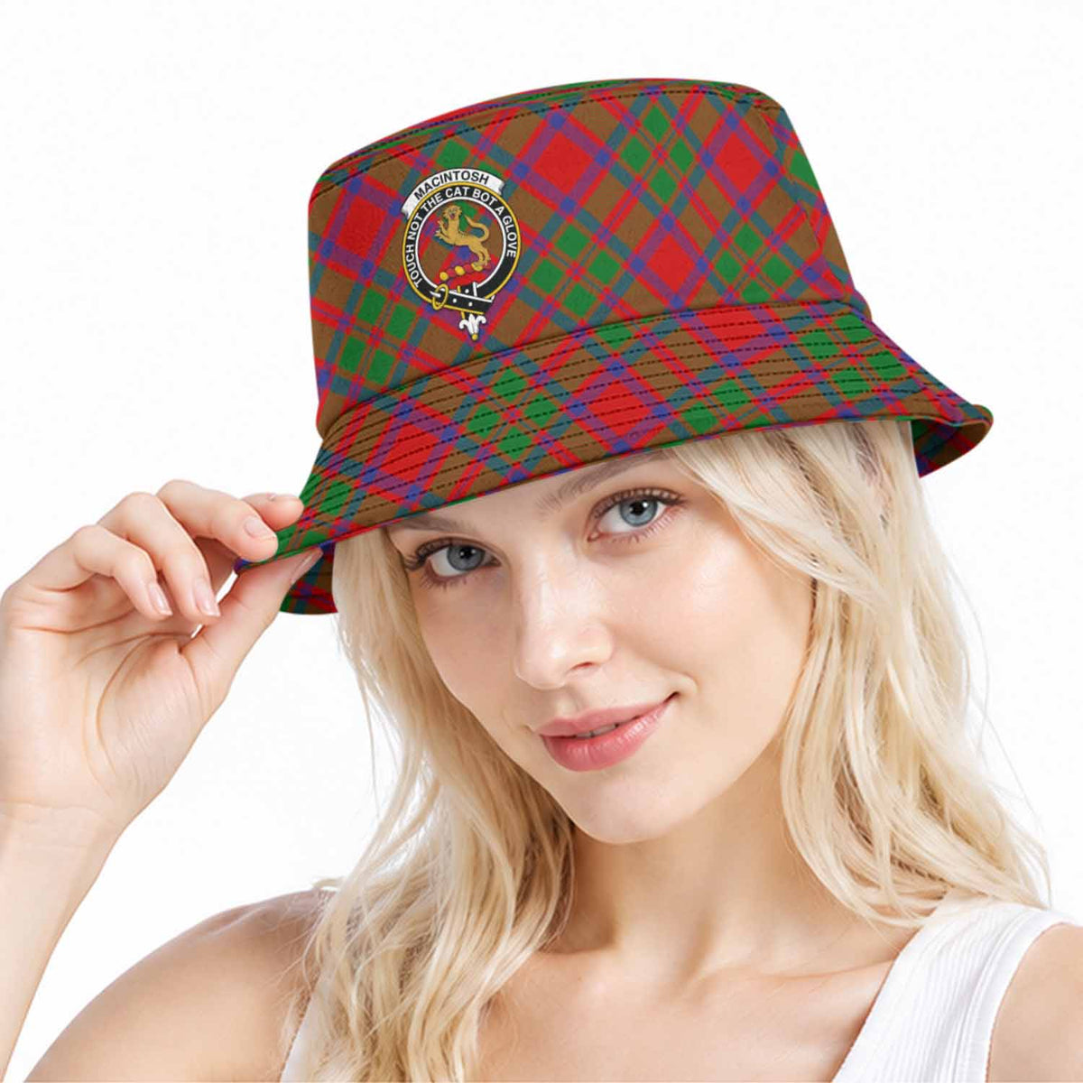 MacIntosh (McIntosh) Tartan Bucket Hat with Family Crest Bucket Hat One Size - Tartan Vibes Clothing