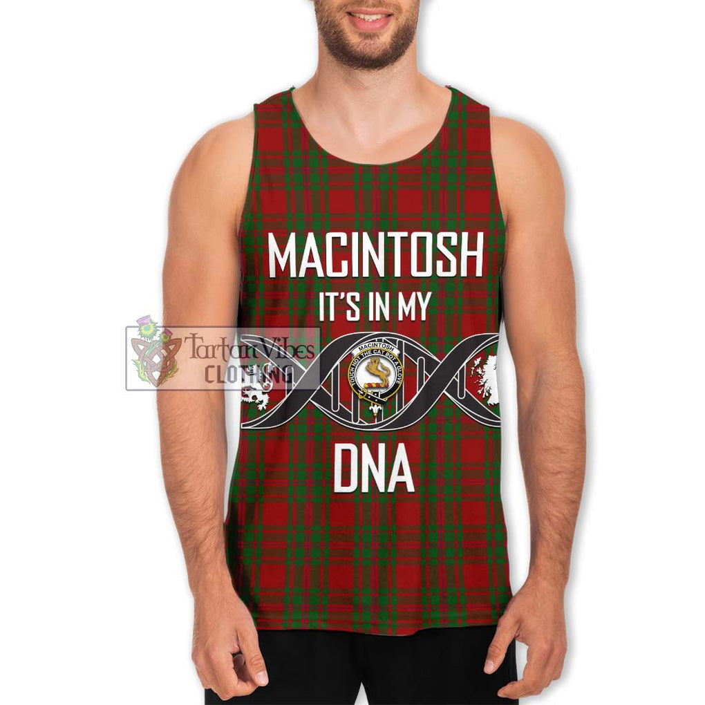 MacIntosh Red Tartan Men's Tank Top with Family Crest DNA In Me Style Men - Tartanvibesclothing Shop