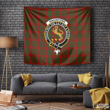 MacIntosh Red Tartan Tapestry Wall Hanging and Home Decor for Room with Family Crest