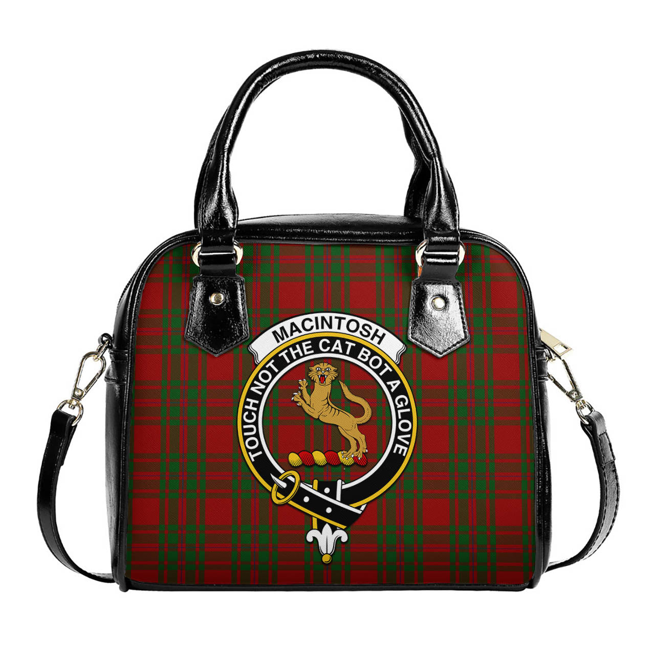 MacIntosh Red Tartan Shoulder Handbags with Family Crest One Size 6*25*22 cm - Tartanvibesclothing