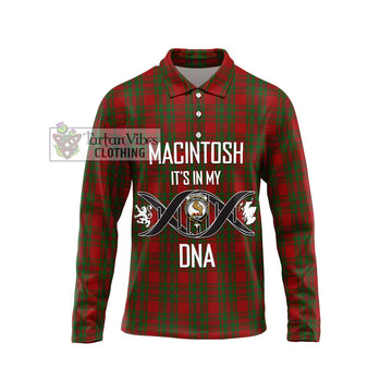 MacIntosh Red Tartan Long Sleeve Polo Shirt with Family Crest DNA In Me Style