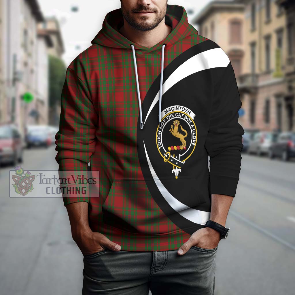 Tartan Vibes Clothing MacIntosh Red Tartan Hoodie with Family Crest Circle Style