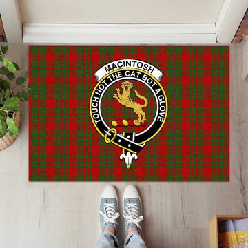 MacIntosh Red Tartan Door Mat with Family Crest