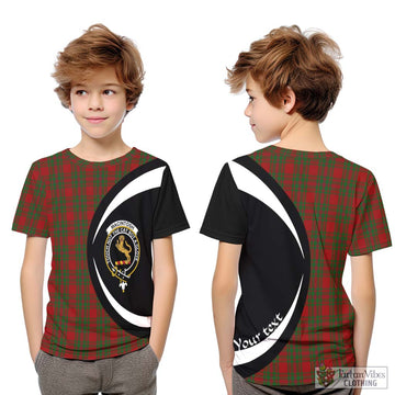 MacIntosh Red Tartan Kid T-Shirt with Family Crest Circle Style