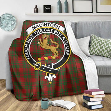 MacIntosh Red Tartan Blanket with Family Crest