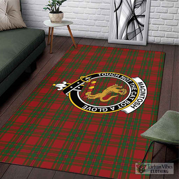 MacIntosh Red Tartan Area Rug with Family Crest