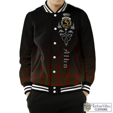 MacIntosh Red Tartan Baseball Jacket Featuring Alba Gu Brath Family Crest Celtic Inspired