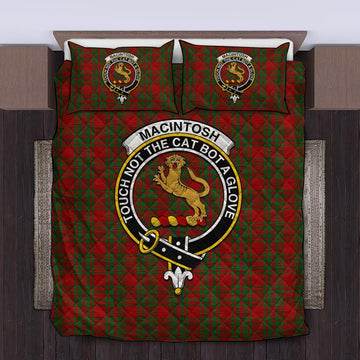 MacIntosh Red Tartan Quilt Bed Set with Family Crest