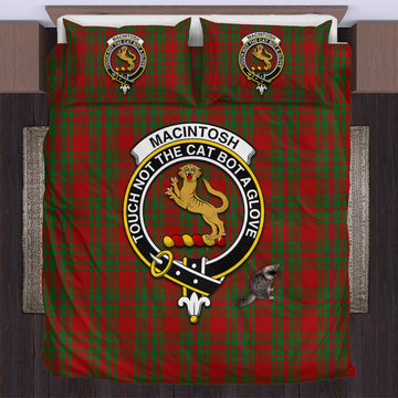 MacIntosh Red Tartan Bedding Set with Family Crest