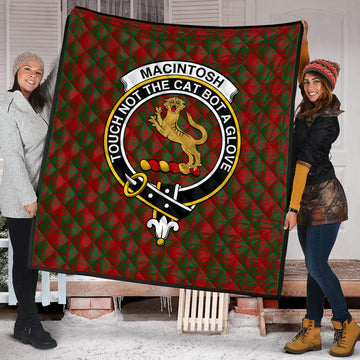 MacIntosh Red Tartan Quilt with Family Crest