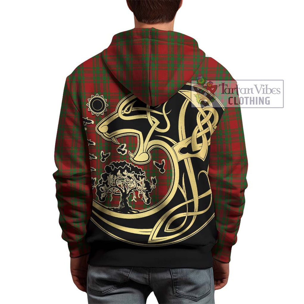 MacIntosh Red Tartan Hoodie with Family Crest Celtic Wolf Style - Tartan Vibes Clothing