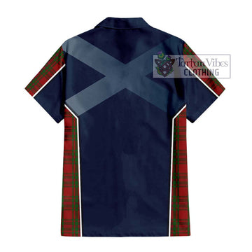 MacIntosh Red Tartan Short Sleeve Button Shirt with Family Crest and Lion Rampant Vibes Sport Style