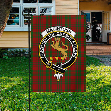 MacIntosh Red Tartan Flag with Family Crest