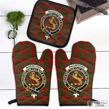 MacIntosh Red Tartan Combo Oven Mitt & Pot-Holder with Family Crest