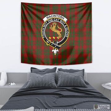 MacIntosh Red Tartan Tapestry Wall Hanging and Home Decor for Room with Family Crest