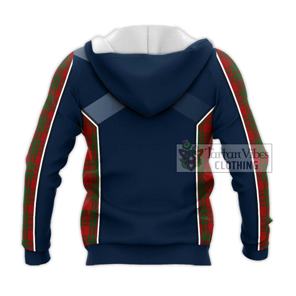 MacIntosh Red Tartan Knitted Hoodie with Family Crest and Lion Rampant Vibes Sport Style - Tartan Vibes Clothing