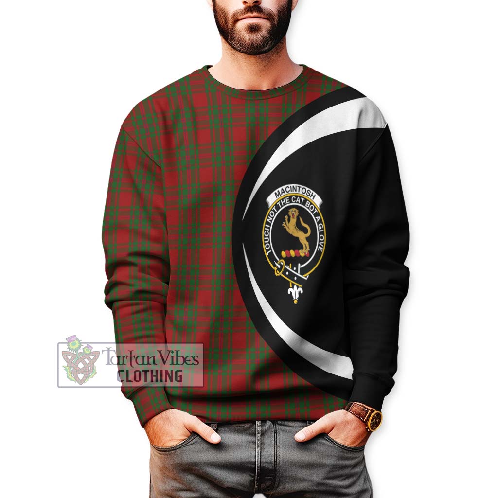 MacIntosh Red Tartan Sweatshirt with Family Crest Circle Style - Tartan Vibes Clothing