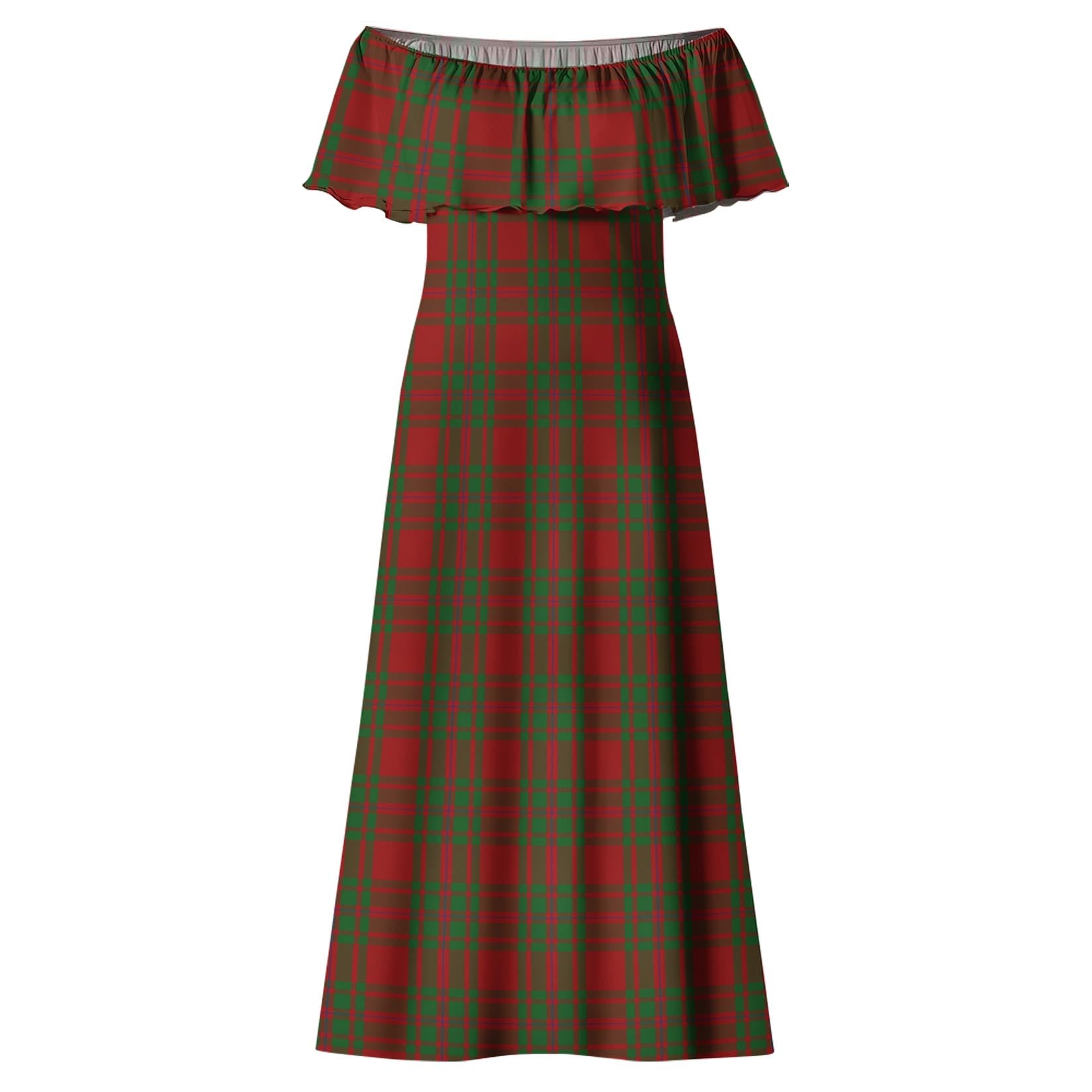 MacIntosh Red Tartan Off Shoulder Long Dress - Tartanvibesclothing