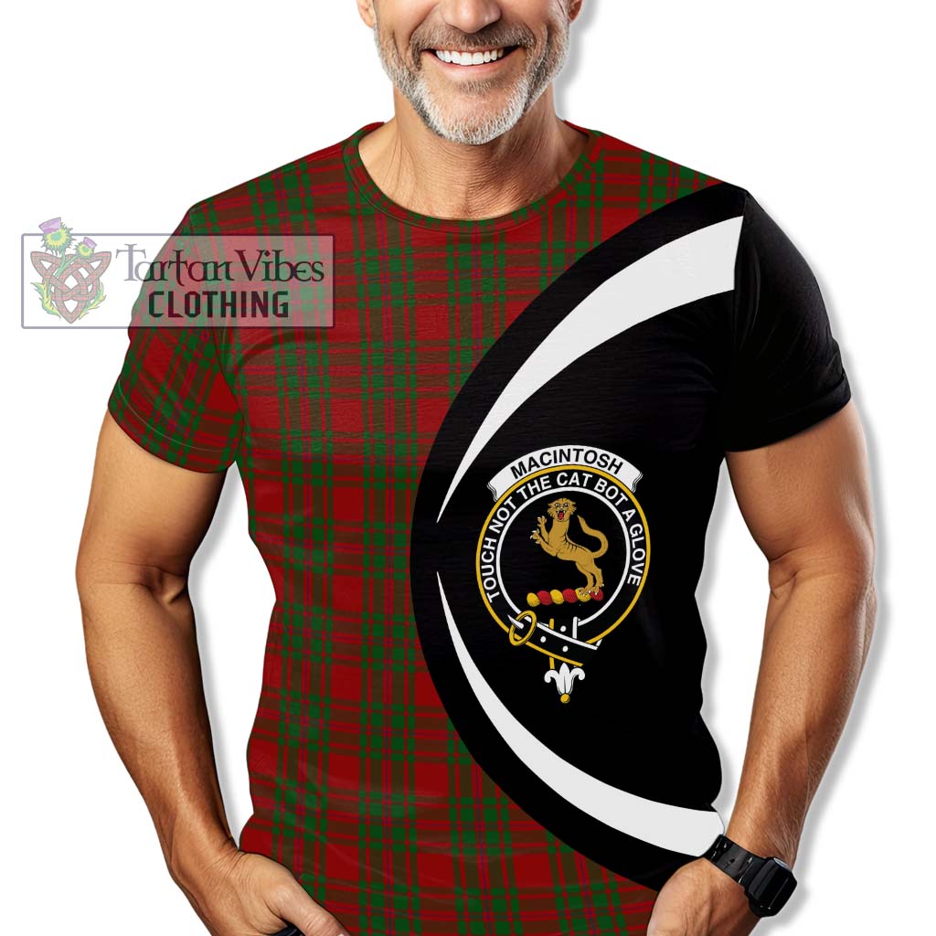 Tartan Vibes Clothing MacIntosh Red Tartan T-Shirt with Family Crest Circle Style