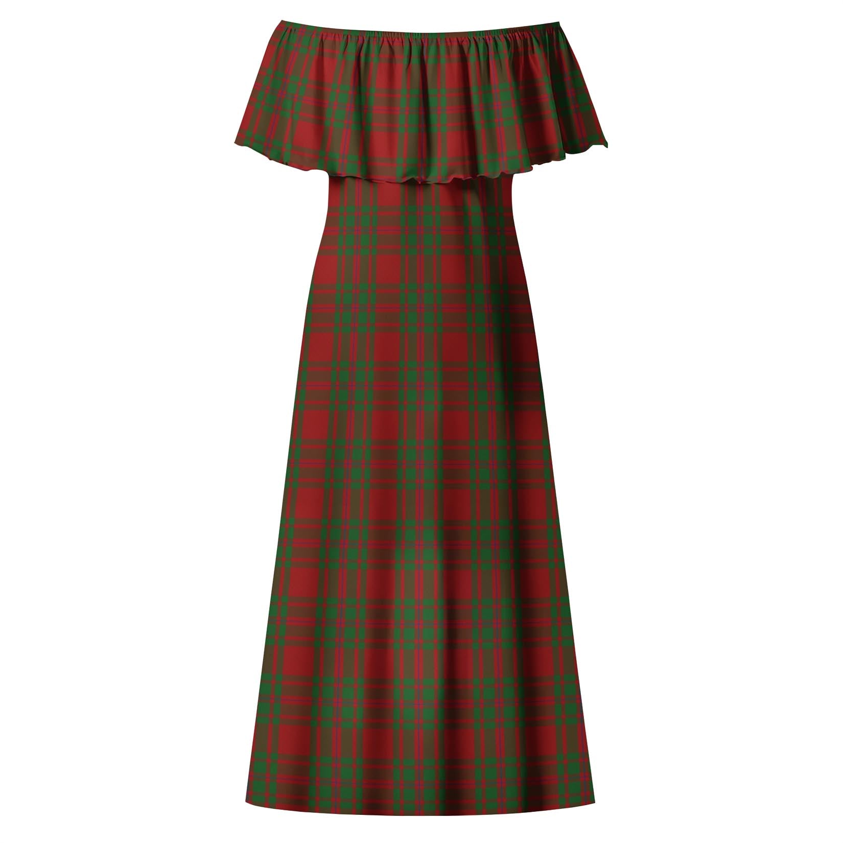 MacIntosh Red Tartan Off Shoulder Long Dress - Tartanvibesclothing