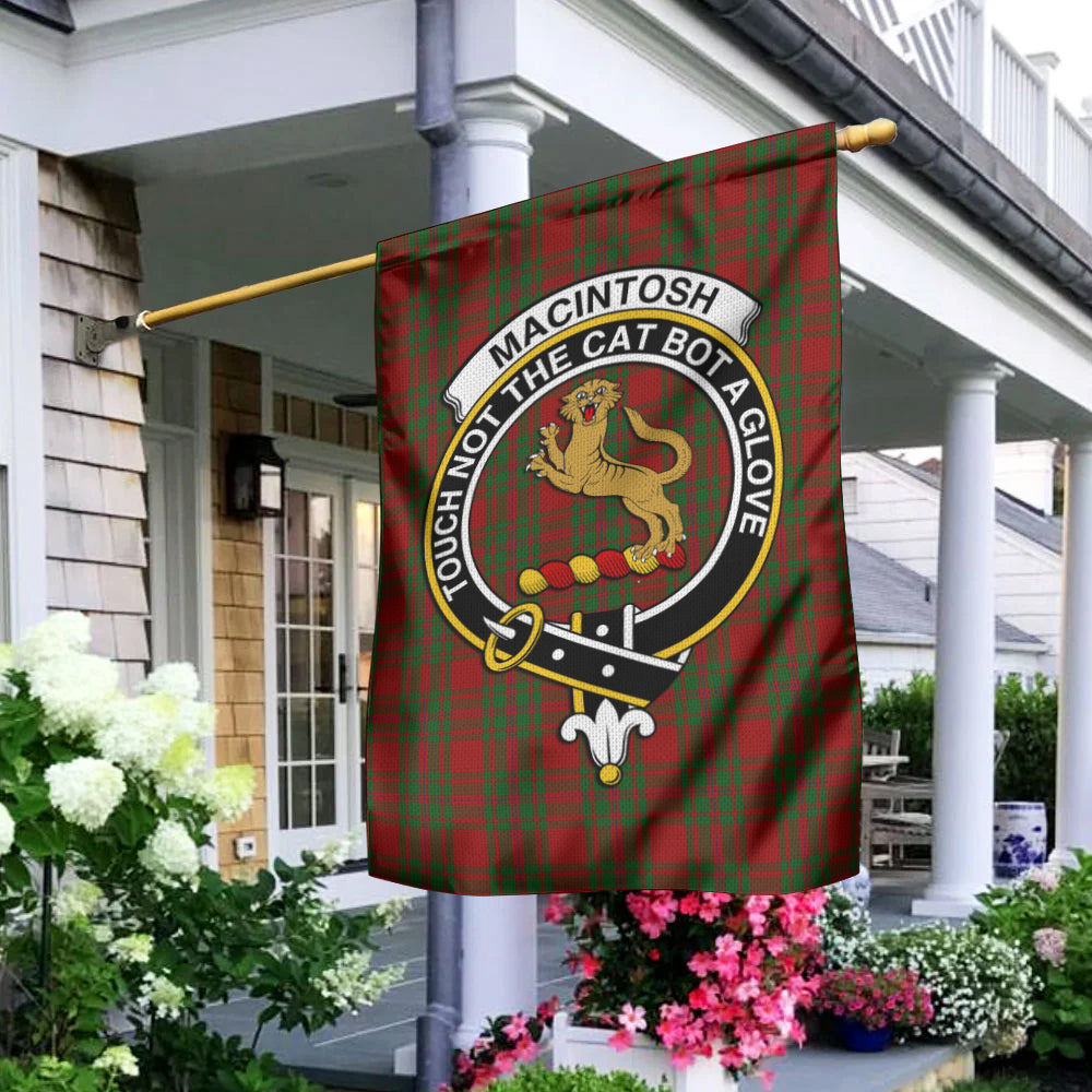 MacIntosh Red Tartan Flag with Family Crest - Tartan Vibes Clothing