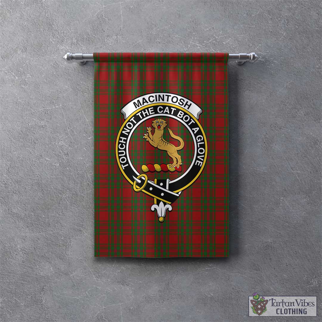 Tartan Vibes Clothing MacIntosh Red Tartan Gonfalon, Tartan Banner with Family Crest