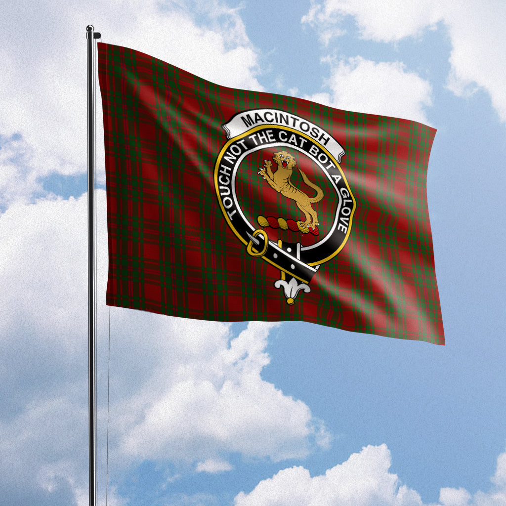 MacIntosh Red Tartan Flag with Family Crest House Flag (Horizontal) - Tartan Vibes Clothing