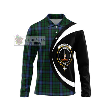 MacIntyre (McIntyre) Tartan Long Sleeve Polo Shirt with Family Crest Circle Style